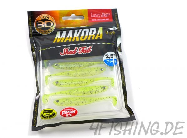 NEUHEIT: Der MAKORA 3D SHAD TAIL in 3" (ca. 7,6 cm) von Lucky John in versch. Farben