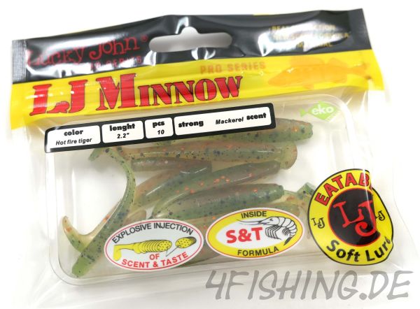 Der LJ-MINNOW in 2,2" (5,6 cm) von Lucky John in HOT FIRE TIGER - Barschkiller!!!