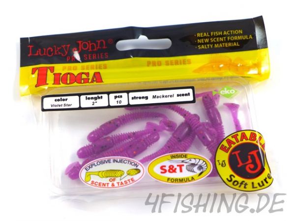 Lucky John Pro Series TIOGA in 2" (5,1 cm) in VIOLET STAR- der Barsch- & Forellenkiller!!!
