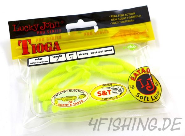 Lucky John Pro Series TIOGA in 2" (5,1 cm) in YELLOW CHARTREUSE - der Barsch- & Forellenkiller!!!