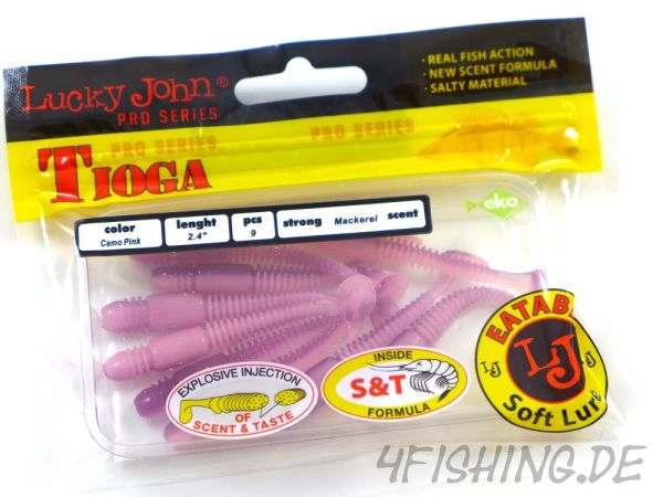Lucky John Pro Series TIOGA in 2,4" (6,1 cm) in CAMO PINK - der Barsch- & Forellenkiller!!!