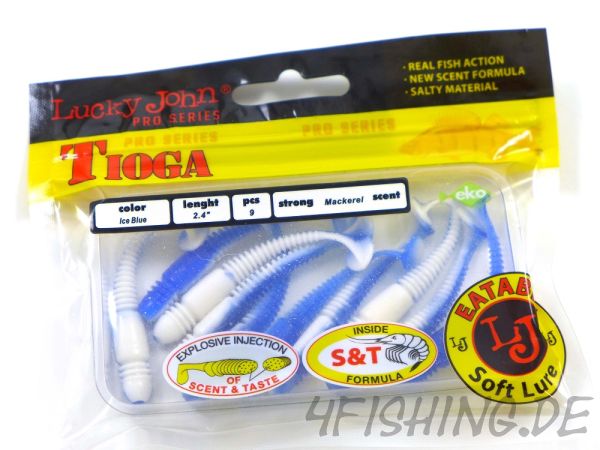 Lucky John Pro Series TIOGA in 2,4" (6,1 cm) in ICE BLUE - der Barsch- & Forellenkiller!!!