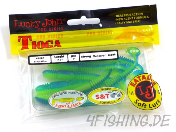 Lucky John Pro Series TIOGA in 2,9" (7,4 cm) in BLACK BLUE - der Raubfischkiller!!!