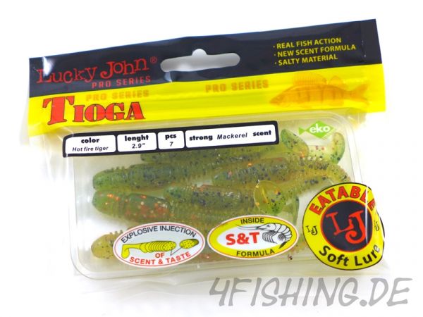 Lucky John Pro Series TIOGA in 2,9" (7,4 cm) in HOT FIRE TIGER - der Raubfischkiller!!!