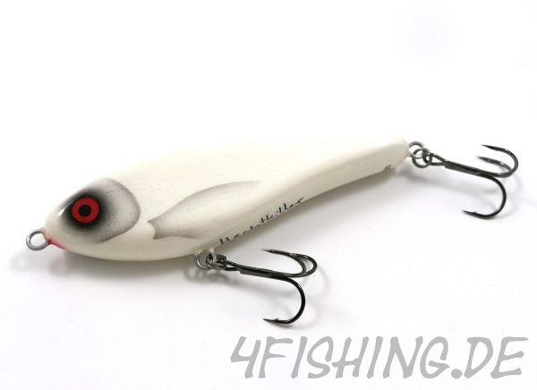 Der HECHTKILLER PEARL WHITE UV, der perfekte Jerkbait aus dem Hause MONARCH DOK (HANDMADE)