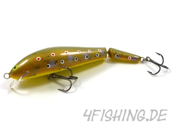 Der TAIMEN Flachläufer - 16 cm Traumwobbler handmade by Monarch Dok Farbe BROWN TROUT