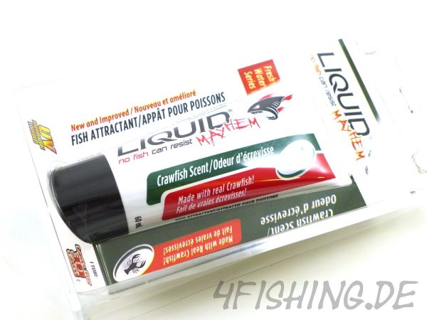 LIQUID MAYHEM FISH ATTRACTANT UV-FORMULA: CRAWFISH SCENT, USA Lockstoff, schwer zu bekommen!!!