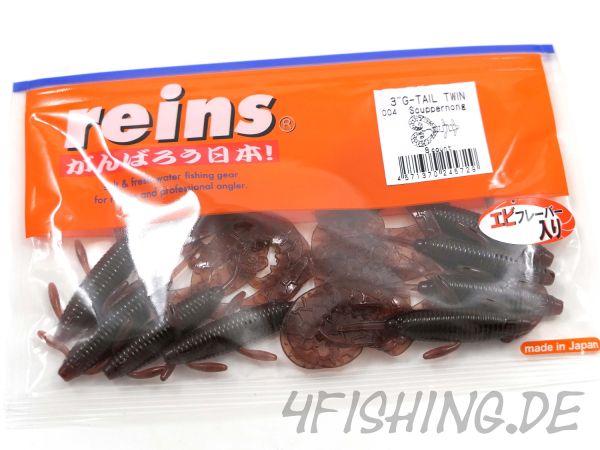 Reins G-TAIL TWIN GRUB in 3" - der Doppelschwanz, gesalzen & aromatisiert