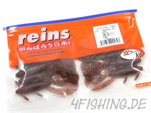 Reins G-TAIL TWIN GRUB in 3" - der Doppelschwanz, gesalzen & aromatisiert