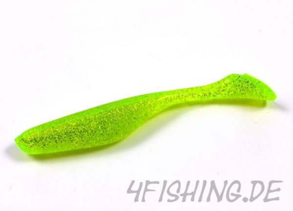 Bass Assassin Walleye Assassin (Turbo Sea Shad) in 4" CHARTREUSE SILVER GLITTER