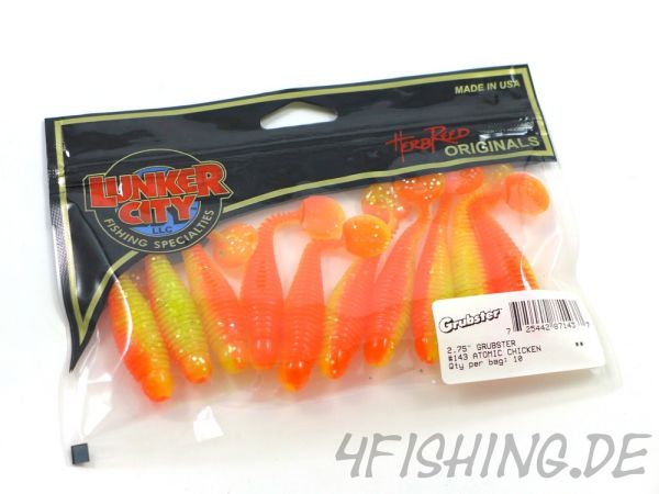 Lunker City: Grubster in 2,75" Farbe ATOMIC CHICKEN - der Barschkiller!!!