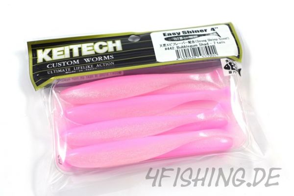 KEITECH Easy Shiner BUBBLEGUM SHAD in 4" - aromatisierter Topgummi aus Japan