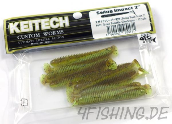 KEITECH Swing Impact in 2 Inch GREEN PUMPKIN / CHARTREUSE