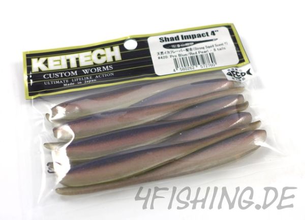 KEITECH Shad Impact PRO BLUE / RED PEARL in 4"