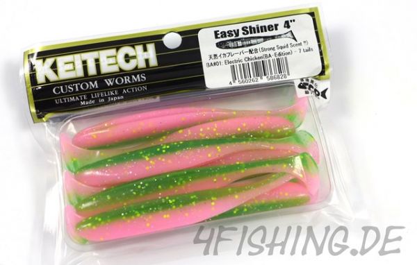 KEITECH Easy Shiner ELECTRIC CHICKEN (BA-EDITION) in 4" - aromatisierter Topgummi aus Japan