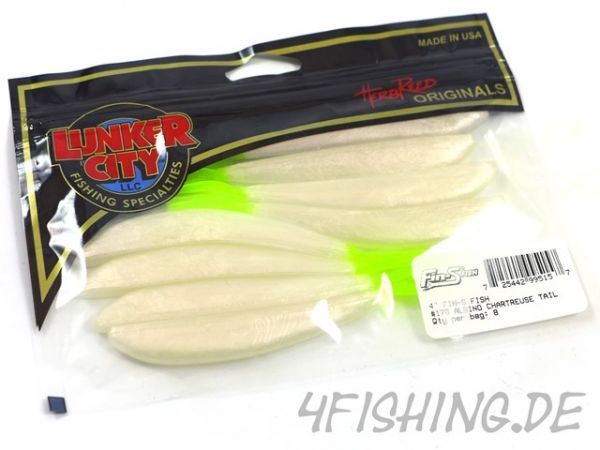 Lunker City Fin-S Fish in 4" ALBINO CT