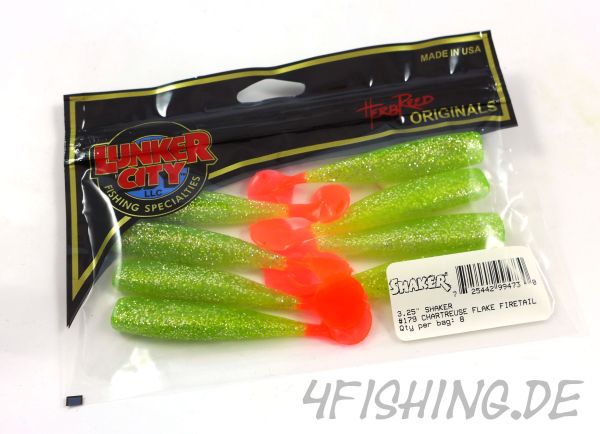 Lunker City Shaker in 3.25" (ca.8,5cm) Chartreuse Flake FT