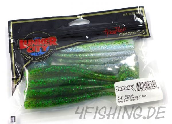 Lunker City Shaker in 4.5" (ca.11cm) GREEN SHAD FLASH