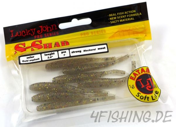 Lucky John Pro Series S-Shad 2,8" (7,1 cm) in GOLD ASPHALT