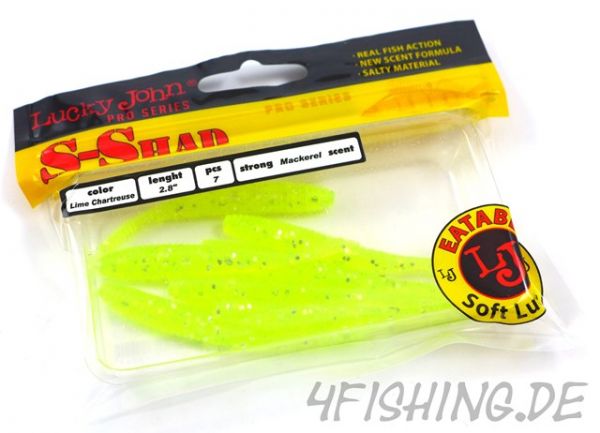 Lucky John Pro Series S-Shad 2,8" (7,1 cm) in LIME CHARTREUSE