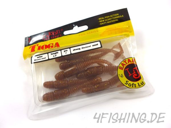 Lucky John Pro Series TIOGA in 2,9" (7,4 cm) in BROWN MUD - der Raubfischkiller!!!