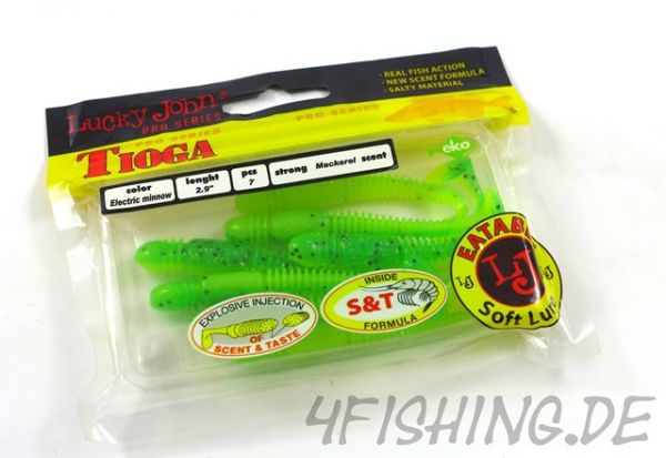 Lucky John Pro Series TIOGA in 2,9" (7,4 cm) in ELECTRIC MINNOW - der Raubfischkiller!!!