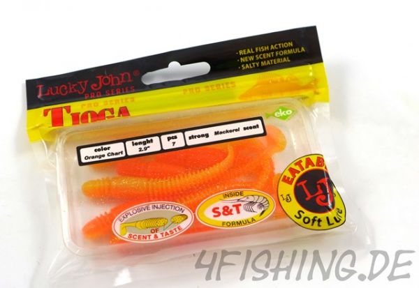 Lucky John Pro Series TIOGA in 2,9" (7,4 cm) in ORANGE CHART - der Raubfischkiller!!!