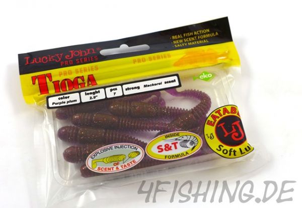 Lucky John Pro Series TIOGA in 2,9" (7,4 cm) in PURPLE PLUM - der Raubfischkiller!!!