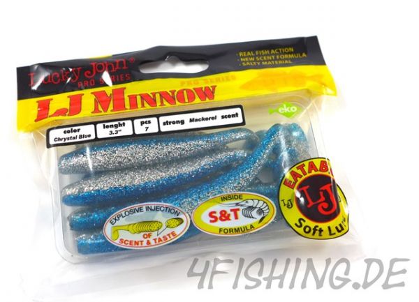 Der LJ-MINNOW in 3,3" (8,4 cm) von Lucky John in Christal Blue - Raubfischkiller!!!